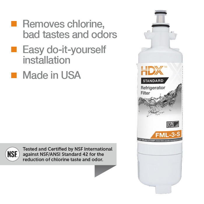 HDX FML3S Standard Refrigerator Replacement Filter Fits LG LT700P (3